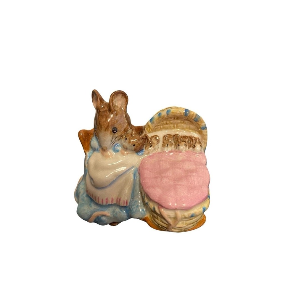 Beswick Beatrix Potter Hunca Munca Mouse Babies Cradle Figurine England 1951